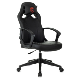 Кресло игровое Zombie 50 черный (экокожа, 120 кг, крестовина пластик, колесики пластик, подголовник)