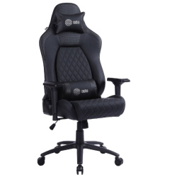  Кресло игровое Cactus CS-CHR-130 черный  (экокожа,120кг, крестовина металл, подголовник, поддержка поясницы)