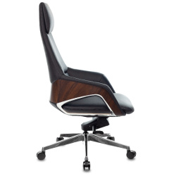 Кресло руководителя Бюрократ _DAO-2 черный (нат.кожа/экокожа, 150 кг, крестовина алюминий, колесики пенополиуретан, подголовник)