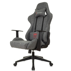 Кресло игровое Zombie Neo серый 3C1 (ткань, 120кг, крестовина пластик, колесики пластик, подголовник, поддержка поясницы)