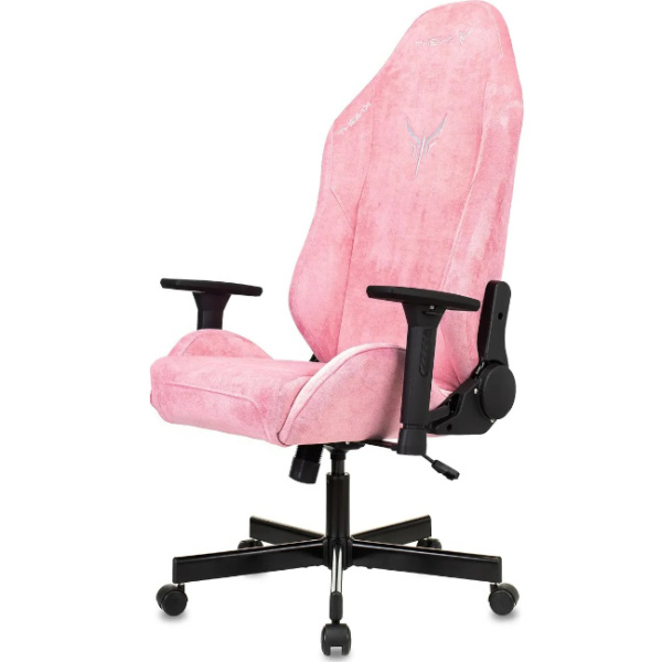 Кресло игровое Knight N1 Fabric розовый Velvet 36 (ткань, 150кг, крестовина металл, колесики полиуретан, подголовник, поддержка поясницы)