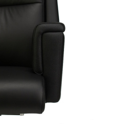 Кресло руководителя Бюрократ _DUKE черный (нат.кожа/экокожа, 150 кг, крестовина металл/дерево, колесики полиуретан)