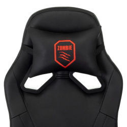 Кресло игровое Zombie 50 черный (экокожа, 120 кг, крестовина пластик, колесики пластик, подголовник)