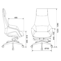 Кресло руководителя Бюрократ _DAO-2 черный (нат.кожа/экокожа, 150 кг, крестовина алюминий, колесики пенополиуретан, подголовник)