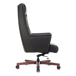 Кресло руководителя Бюрократ _DUKE черный (нат.кожа/экокожа, 150 кг, крестовина металл/дерево, колесики полиуретан)